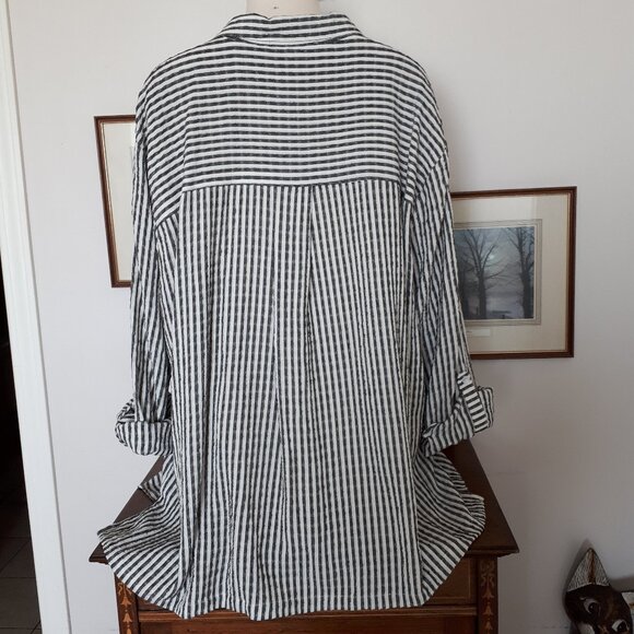 LAST Chance Top - Grey & White - Sz. XL - Tabbed Sleeves - Jane + Delancey - NWT - Picture 2 of 4